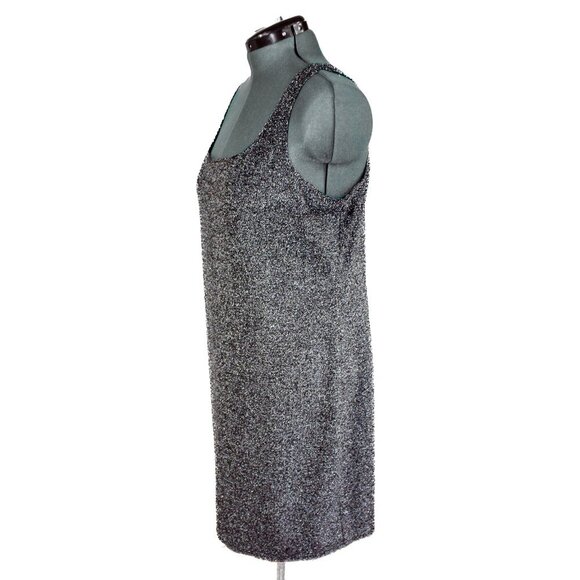 VTG BEBE 1X Silver Mini Dress Sleeveless Shimmer Y2K Plus Shiny Party Metallic - Picture 2 of 4